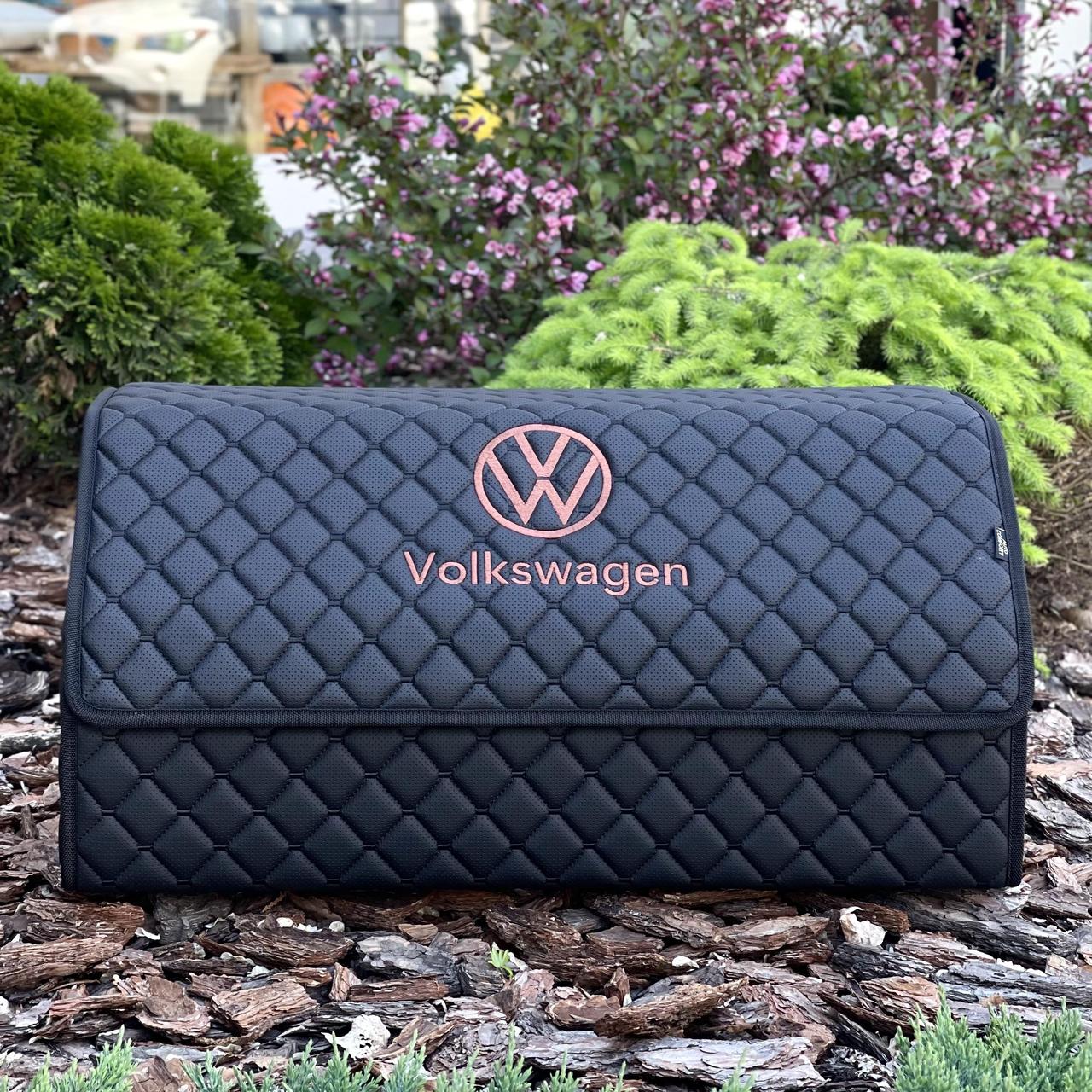 Органайзер у багажник з вишивкою Volkswagen, чорний, 65 см, автомобільний органайзер в авто, фото 1