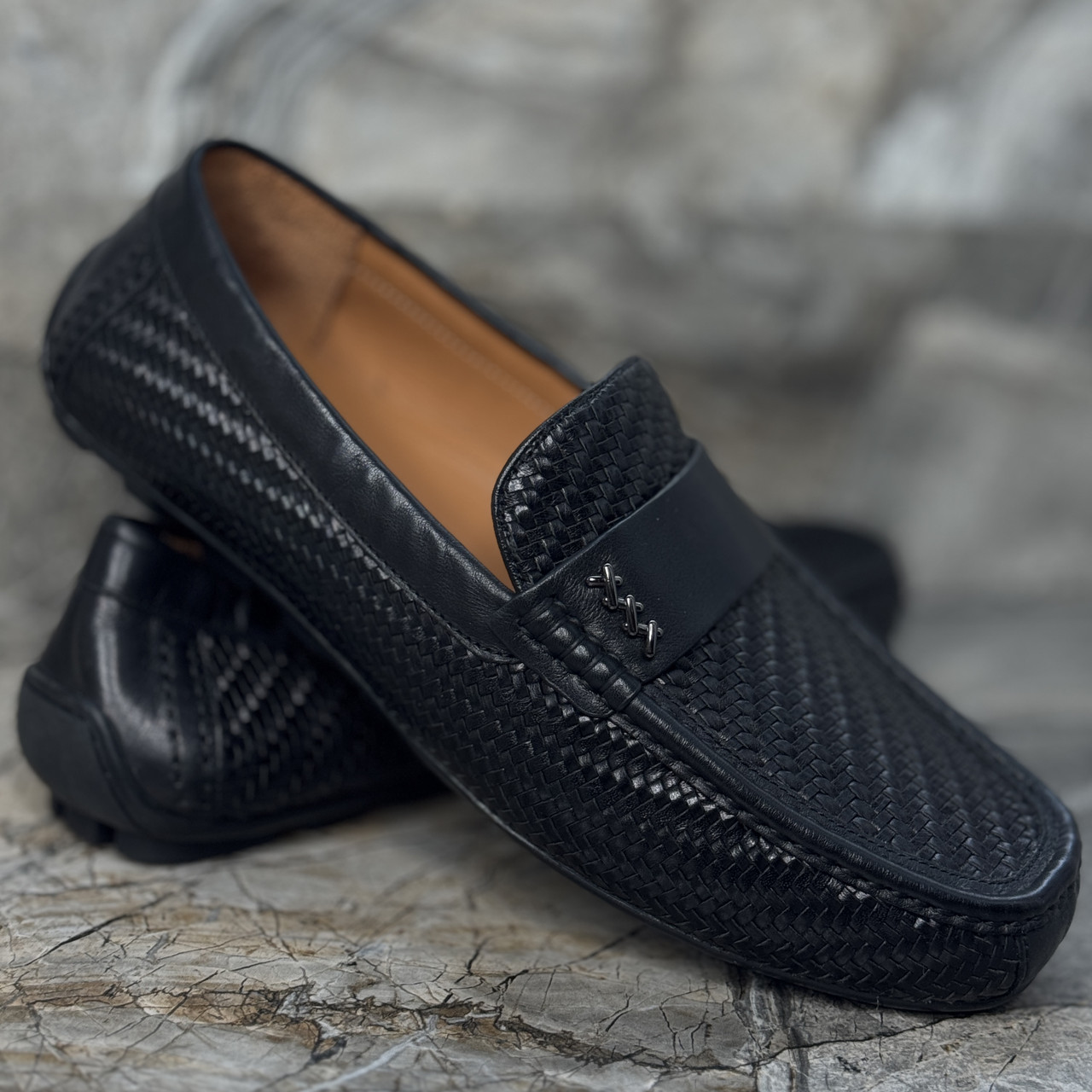 Шкіряні мокасини чорні Zegna (Зегна)