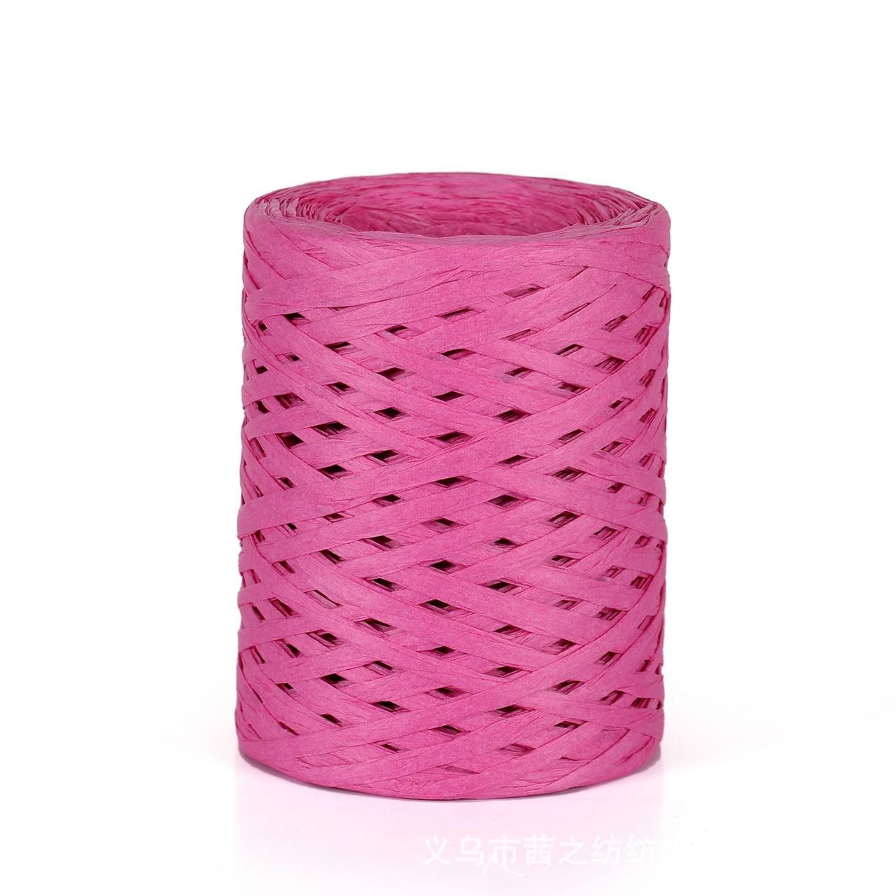 Пряжа рафія для в'язання 3.5 мм малиновий колір для в'язання сумок, фото 1