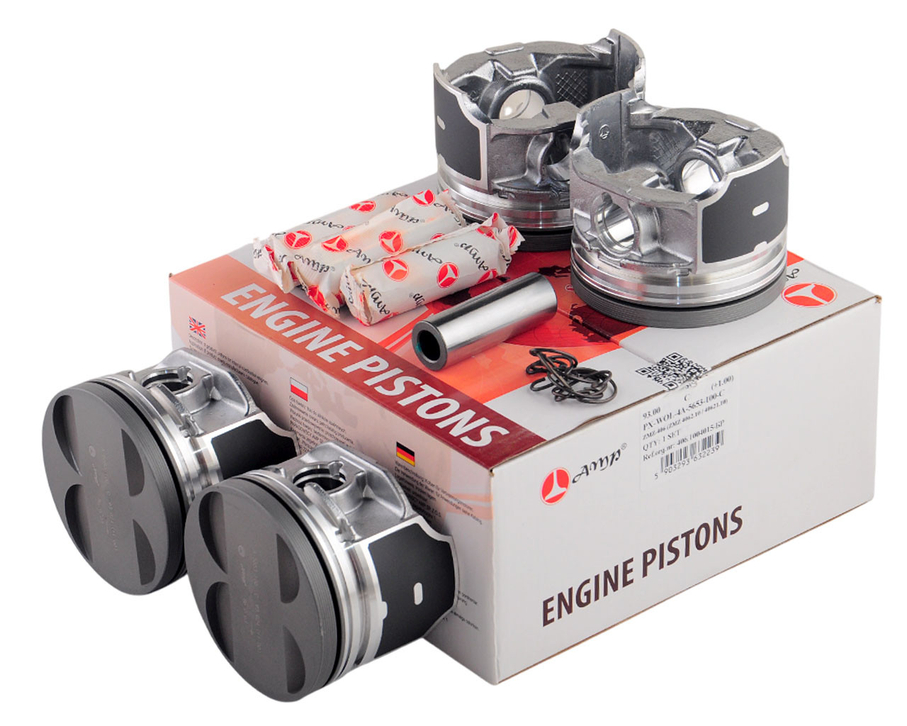 Поршень двигуна ГАЗ 3302 дв. 406 (92.25) (поршень, палець) анодовані (к-т 4 шт.), фото 1