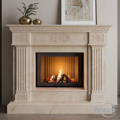 Обудова каміна з марм. Александрія Botticino кутова Браво