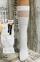 Капронові білі гольфи 50 Den з мордочкою котика