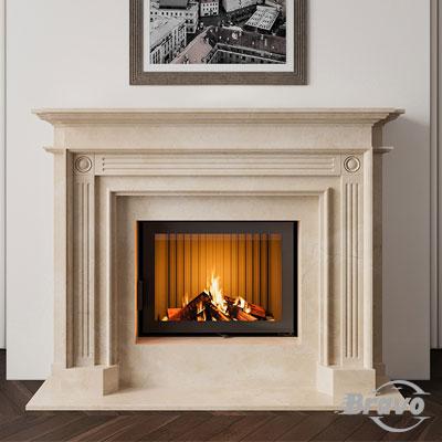 Обудова каміна з марм. Рига Botticino пряма Браво