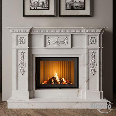 Обудова каміна з марм. Неаполь Volakas кутова Браво