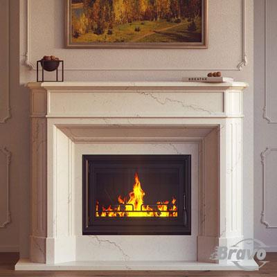 Обудова каміна з марм. Севілья botticino,volakas пряма