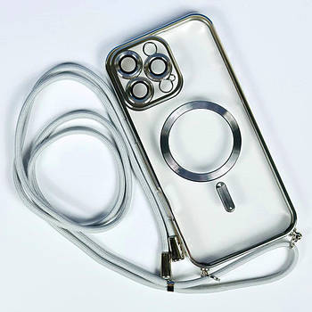 Чохол Crossbody Lanyard with Magsafe зі шнурком для iPhone 13 Pro Silver