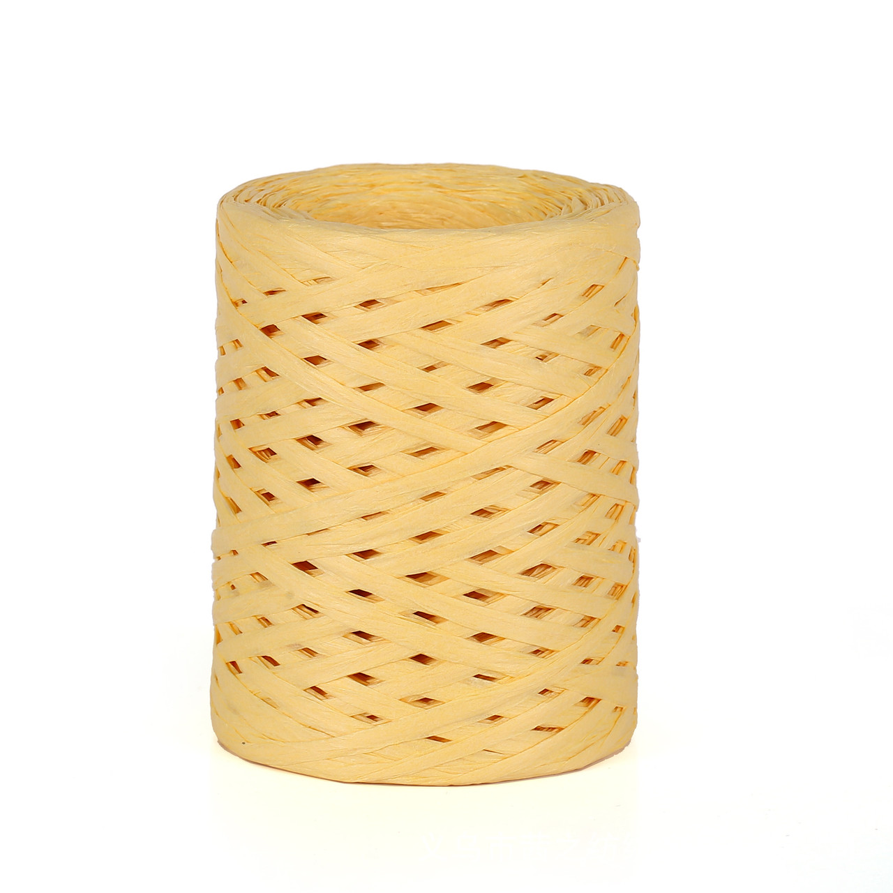 Пряжа рафія для в'язання 3.5 мм світло жовтий колір для в'язання сумок, фото 1