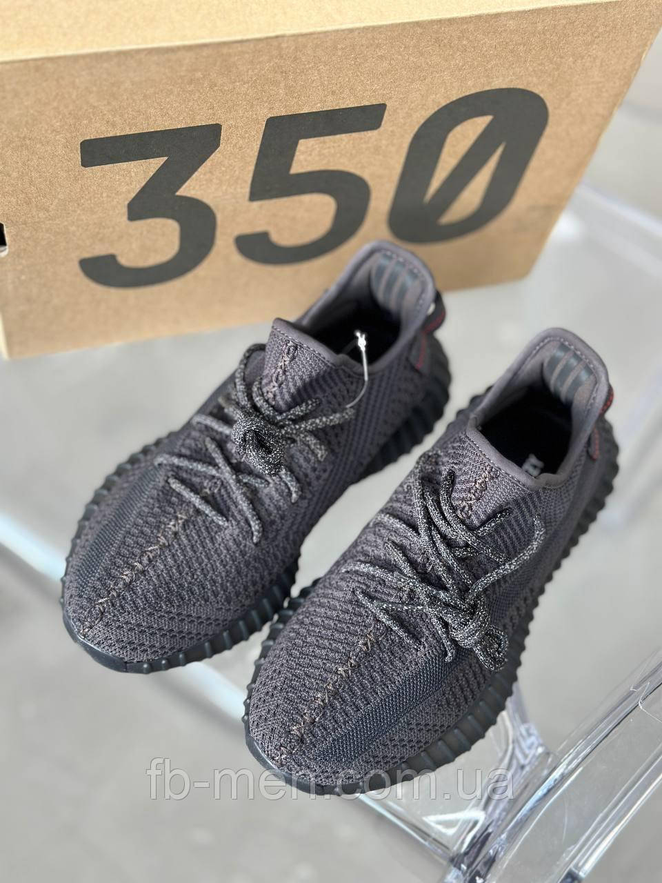 Кросівки Adidas Yeezy Boost 350 Black RF чорні рефлективні шнурки