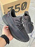 Кросівки Adidas Yeezy Boost 350 Black RF чорні рефлективні шнурки, фото 3