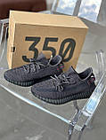 Кросівки Adidas Yeezy Boost 350 Black RF чорні рефлективні шнурки, фото 2