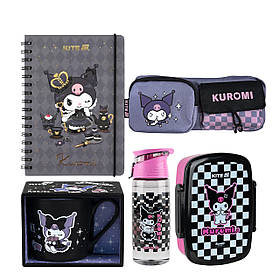 Набір Kite Kuromi (Блокнот, чашка, ланчбокс, пенал, пляшка)