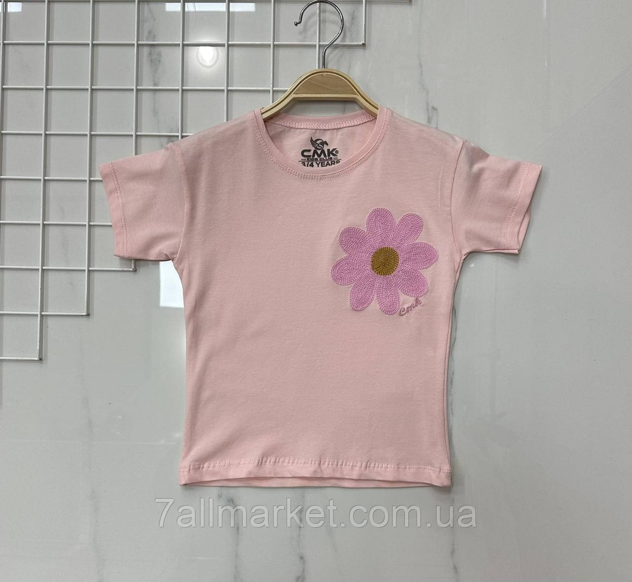 Футболка дитяча стильна з Квіткою на дівчинку 3-12 років (3кв) "PONI KIDS" купити недорого від прямого