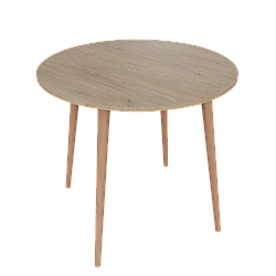 Сучасний круглий кухонний обідній стіл 80 см на чотирьох ніжках для маленької кухні Сет-4 вільха дуб торро