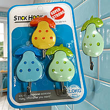 Настінні декоративні самоклеючі гачки StickHook 3 шт Груша (YAB)