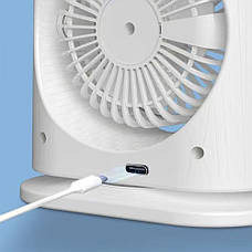 Акумуляторний настільний вентилятор Spray Fan 2in1 подвійний Вітродуйка з підсвічуванням та зволоженням Білий, фото 3