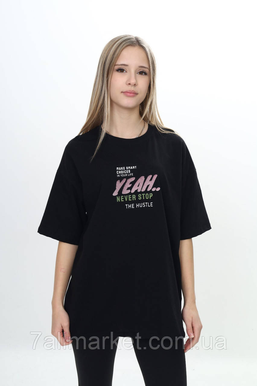 Футболка підліткова стильна з принтом на дівчинку 8-14 років (5 кв) "PONI KIDS" купити недорого від прямого