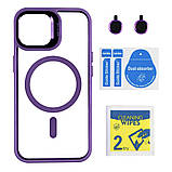 Чохол TPU+PC+Metal Stand Case with MagSafe and Camera Lenses для iPhone 15, фото 10