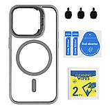 Чохол TPU+PC+Metal Stand Case with MagSafe and Camera Lenses для iPhone 15 Pro, фото 7
