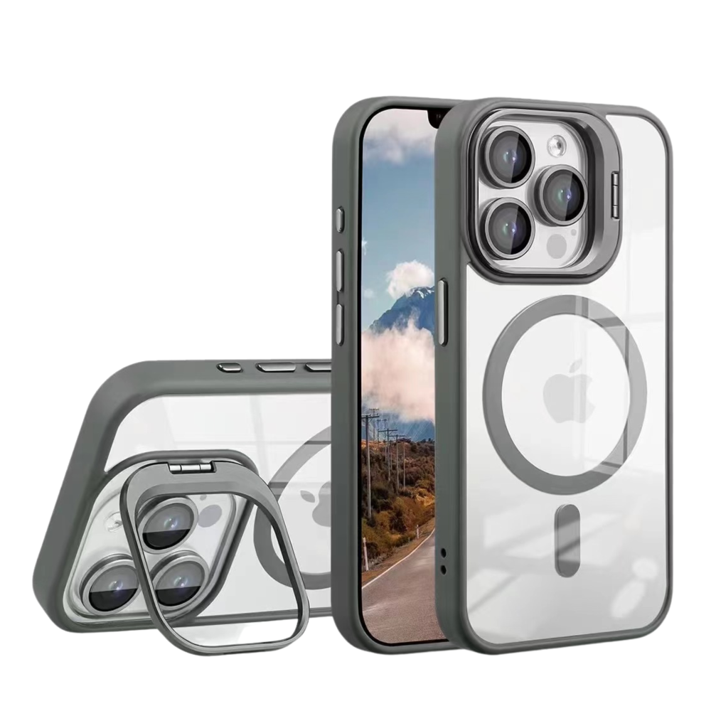 Чохол TPU+PC+Metal Stand Case with MagSafe and Camera Lenses для iPhone 15, фото 1