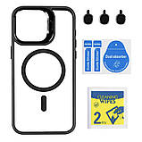 Чохол TPU+PC+Metal Stand Case with MagSafe and Camera Lenses для iPhone 15 Pro Max, фото 2