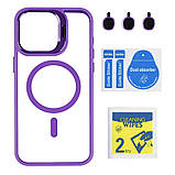 Чохол TPU+PC+Metal Stand Case with MagSafe and Camera Lenses для iPhone 15 Pro Max, фото 10