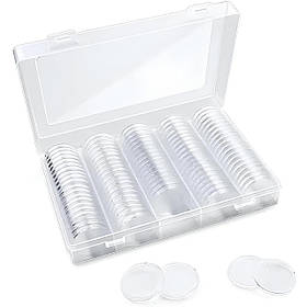 Бокс із прозорими капсулами для монет діаметром 30 мм, 100 штук — комплект захисних капсул для зберігання та колекціонування монет