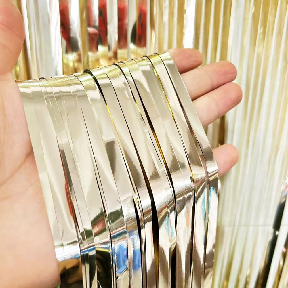 Шторка для фотозон з дощику (фольгована) | Шампань металік 1х2м