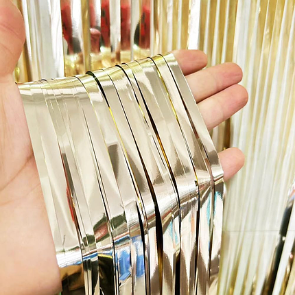 Шторка для фотозон з дощику (фольгована) | Шампань металік 1х2м, фото 1