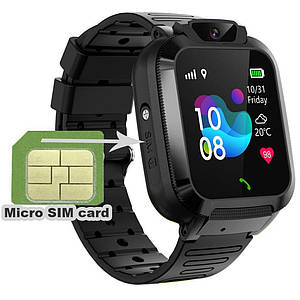 Розумний дитячий годинник Smart Watch Q20 з GPS-трекером, SOS, SIM, чатом, камерою та контролем для батьків Чорний