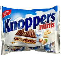 Вафлі міні Knoppers Minis Knuspriges Crispy Хрусткі Кріспі 200 г