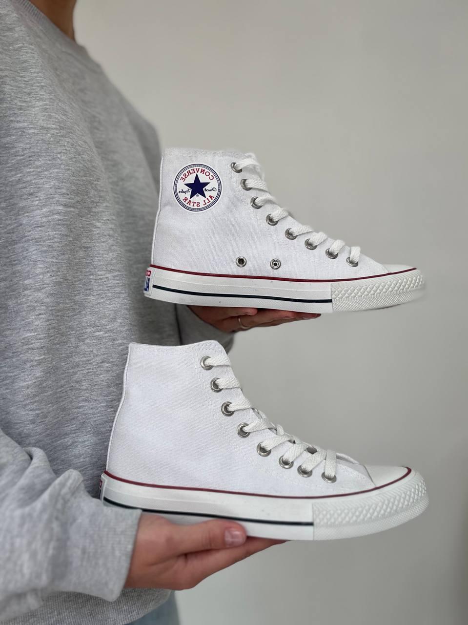 Білі високі кеди жіночі Converse All Star — класична модель, фото 1