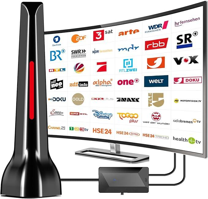 Кімнатна антена для телевізора DVB-T/DVB-T2 з підсилювачем, 36Dbi+, HDTV підтримує 4K 1080P
