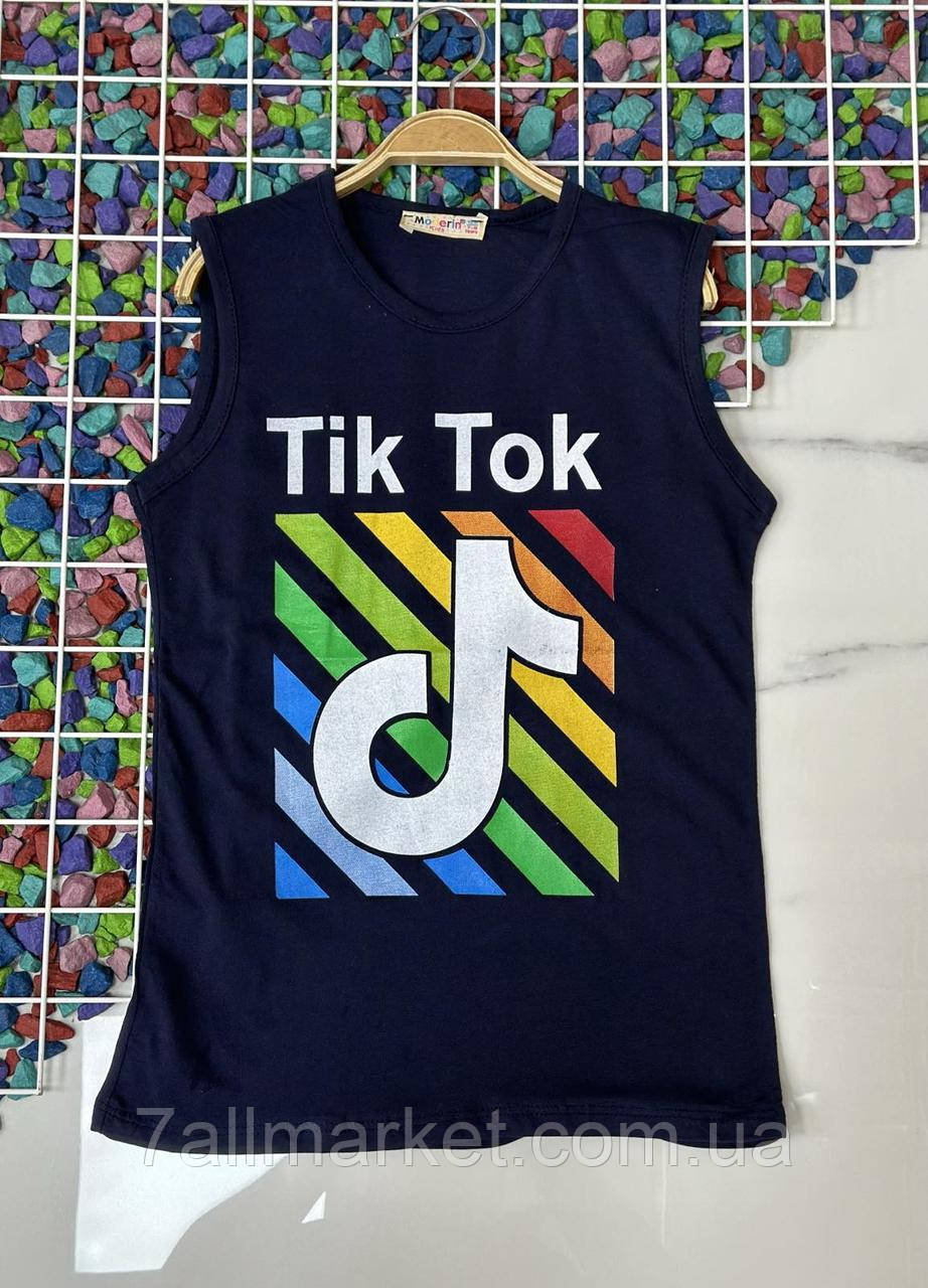 Майка підліткова з принтом TIK TOK на хлопчика 7-14 років (4кв) "PONI KIDS" купити гуртом в Одесі на 7 км