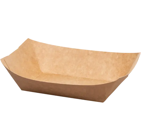 Тарілка човник паперова велика 200*150*40, крафт, 100 шт/уп, фото 1
