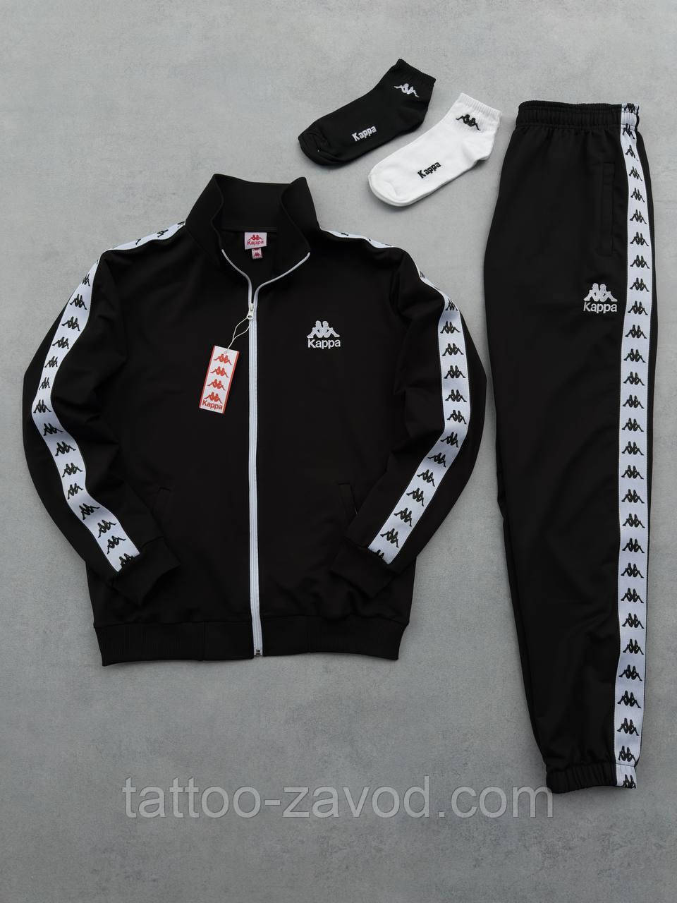 Повсякденний костюм чорний чоловічий кофта на блискавці та штани S M L XL XXL