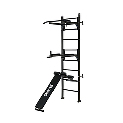 Спортивний комплекс Sportko СК-111 чорна (Шведська стінка чорна, турнік, бруси, лавка для преса)