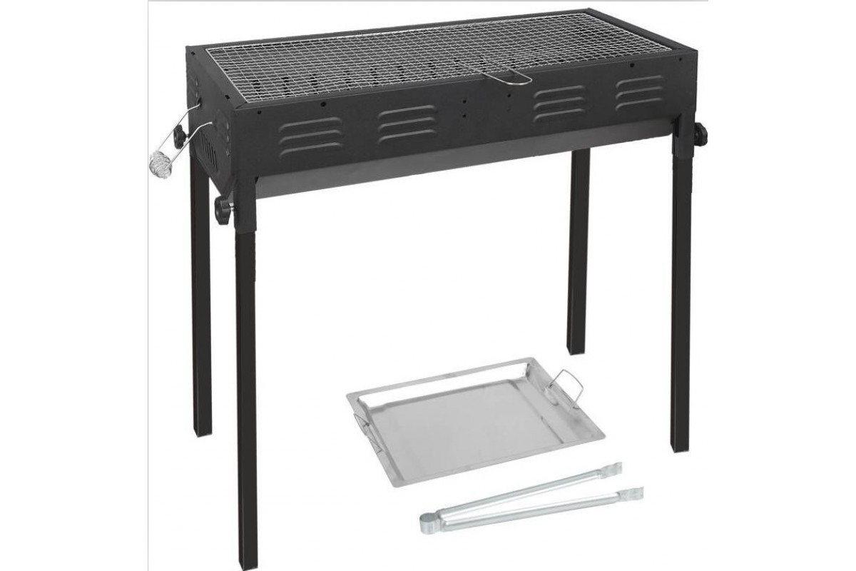 Складаний мангал гриль, барбекю 30 x 60 x 60 см BBQ (CA-03-1) протвинь, щипці