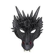 Чорна дракона маска RESTEQ. Маска дракон із поліуретанової піни. Маска Dragon чорного кольору