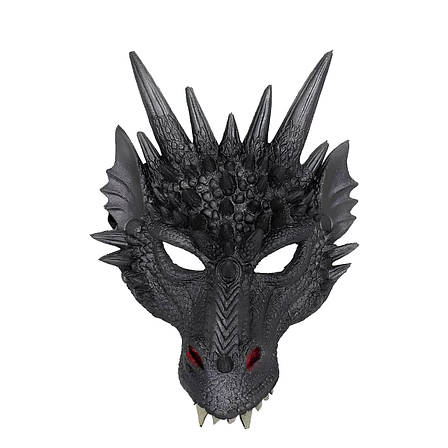 Чорна маска дракона RESTEQ з поліуретанової піни, універсальна маска Dragon для дорослих і дітей, фото 1