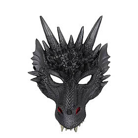 Чорна маска дракона RESTEQ з поліуретанової піни, універсальна маска Dragon для дорослих і дітей