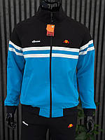 Спортивная кофта мужская без капюшона на молнии синяя с черным S M L XL XXL Турция