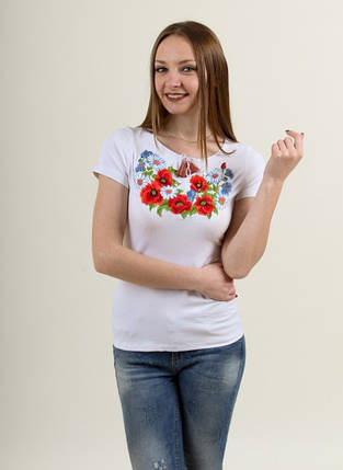 Біла Жіноча вишита футболка Соната, фото 1