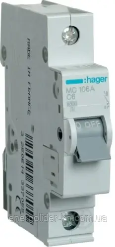Автоматичний вимикач 1P 6kA C-6A 1M, фото 1
