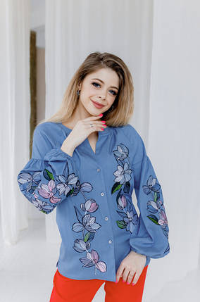 Вишиванка жіноча Ліліана голуба, фото 3