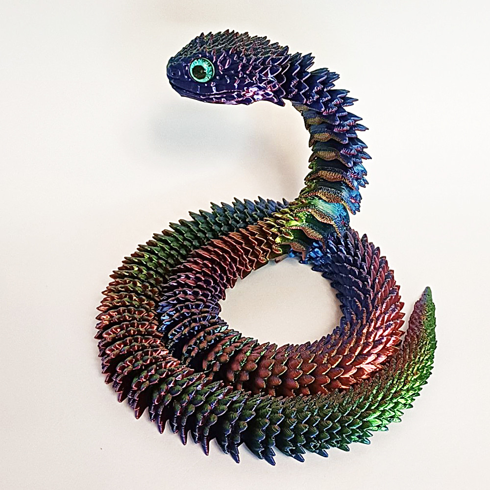 Іграшка Змія 3D реалістична, 60 см, пластик/Гнучка іграшка змія/ Рухлива іграшка-антистрес 3д, фото 1