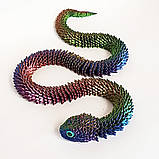 Іграшка Змія 3D реалістична, 60 см, пластик/Гнучка іграшка змія/ Рухлива іграшка-антистрес 3д, фото 3