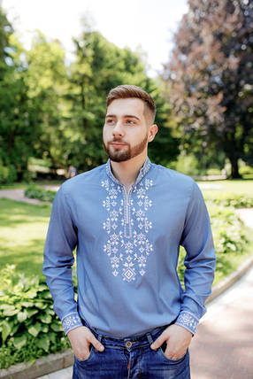 Вишиванка чоловіча Росан джинс т з білим, фото 4
