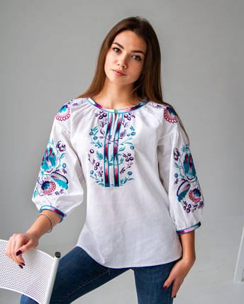 Красива Нарядна Вишиванка жіноча біла Діброва, фото 1