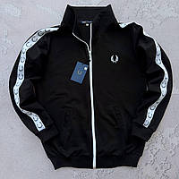 Черная спортивная кофта мужская без капюшона на молнии S M L XL XXL