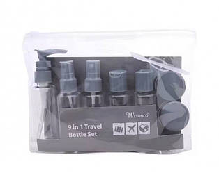 Дорожня пляшка-розпилювач із кришками 9 in 1 Travel Bottle Set Органайзер для косметики